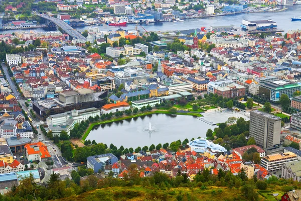 Panorama aéreo de Bergen, Noruega — Foto de Stock