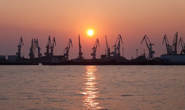 Evening cargo port — Stock Photo, Image