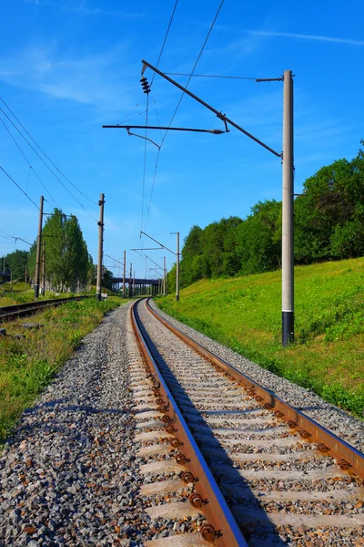 Vasúti síneket, nyáron — Stock Fotó