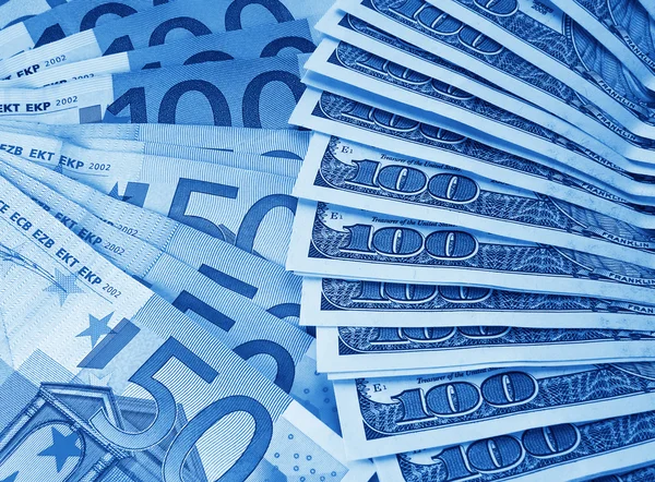 Bunch of dollars and euro — Stock Photo, Image