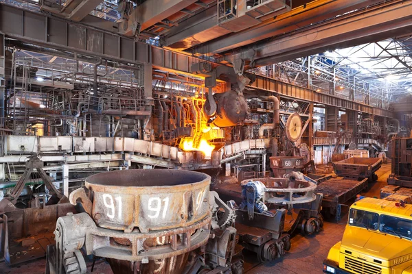 Open-hearth shop of metallurgical plant — Stock Photo, Image