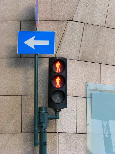 Dubbel rött trafikljus — Stockfoto