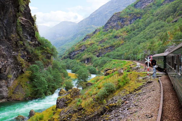 Mit dem Zug durch die skandinavischen Berge — Stockfoto