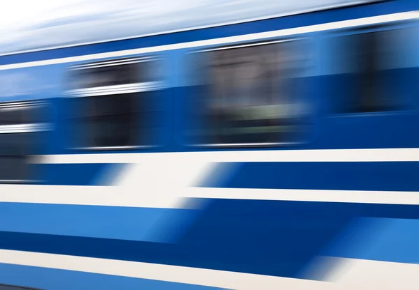 Blue speed train in motion — Stock Photo, Image