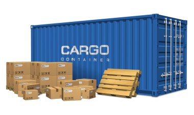 Cardboard boxes and cargo container clipart
