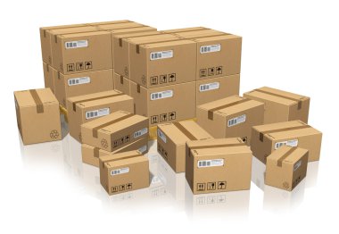 Set of different cardboard boxes clipart