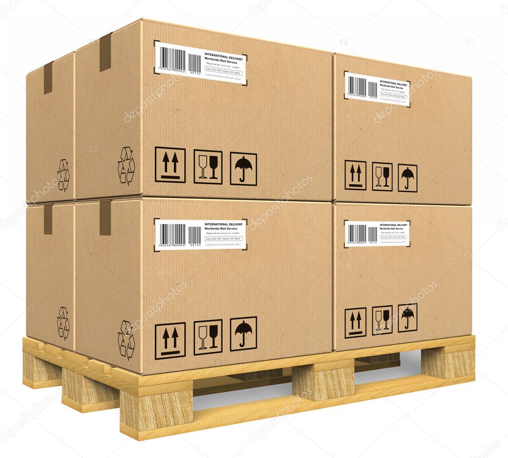 Cardboard boxes on pallet