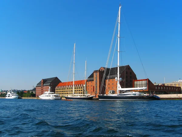 Angedockte Yachten in Kopenhagen, Dänemark — Stockfoto