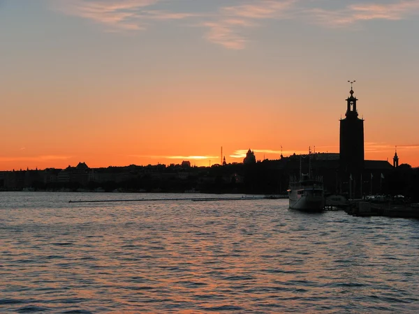 Захід сонця у Стокгольмі, Швеція — стокове фото
