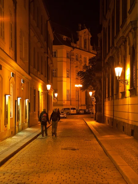 Strada notturna a Praga — Foto Stock