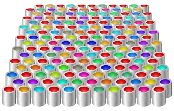 Boîtes avec peinture couleur — Image vectorielle