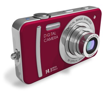 Red compact digital camera clipart