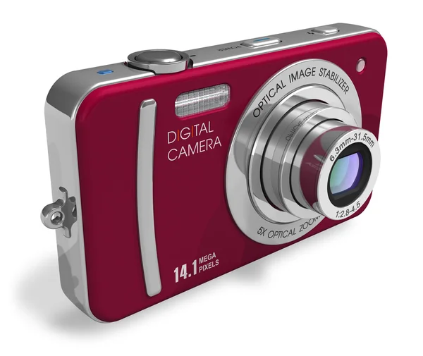 Red compact digital camera — Stock Photo, Image