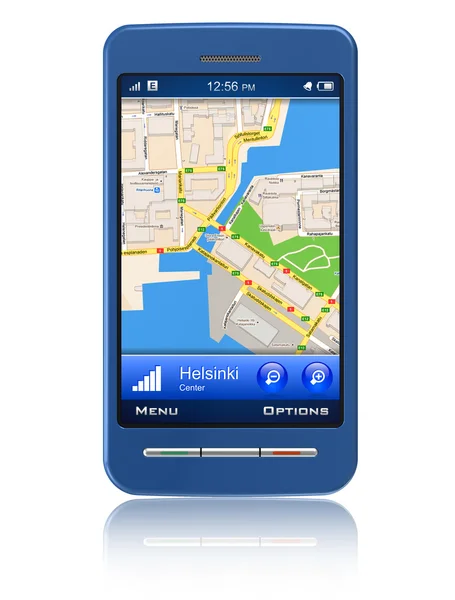 GPS навигатор в сенсорном телефоне — стоковое фото