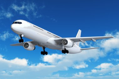 yolcu uçağının uçuş mavi gökyüzünde