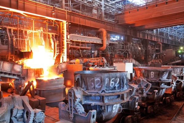 Open-hearth workshop of metallurgical plant — Stock Photo, Image