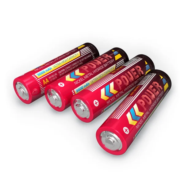 Vier aa-Batterien — Stockfoto