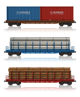 Set of freight railroad cars clipart