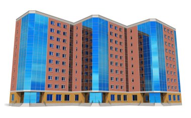 Modern tall business building isolated on white clipart
