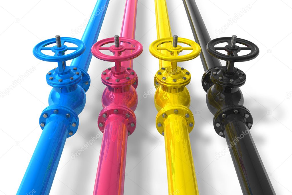 CMYK pipelines with valves