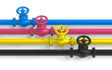 CMYK pipelines with valves clipart