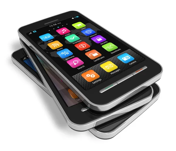 Uppsättning Touchscreen Smartphones — Stockfoto