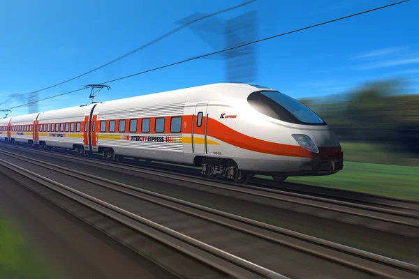 Tren Moderno Alta Velocidad Con Desenfoque Movimiento — Foto de Stock