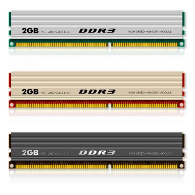 Set of DDR3 memory modules clipart