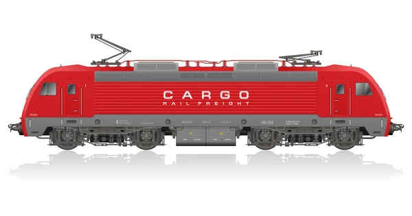 赤い現代電気機関車の高い詳細な写実的なベクトル イラスト — ストックベクタ