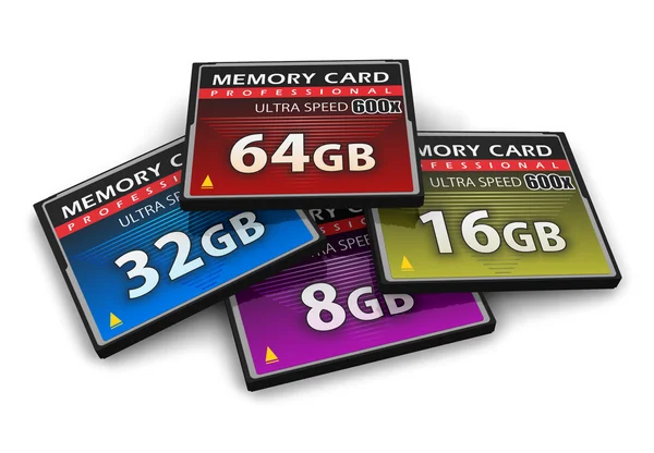 Uppsättning av compactflash-minneskort — Stockfoto