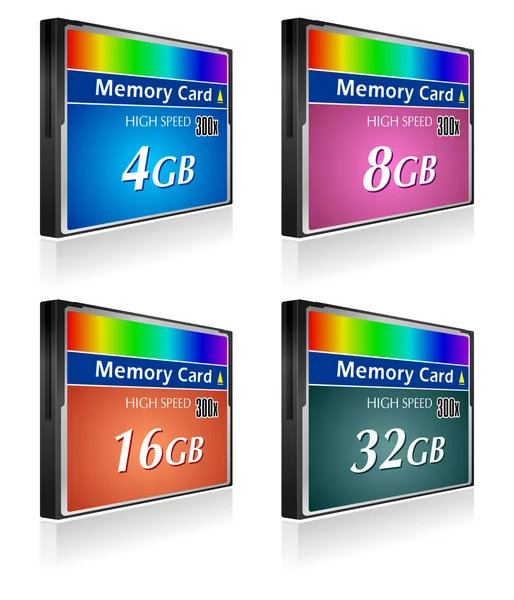 Set Compactflash Memory Cards — Stock Vector