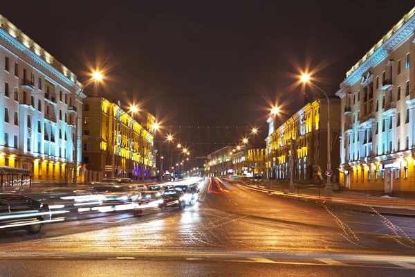Night cityscape of Minsk, Belarus — Stock Photo, Image