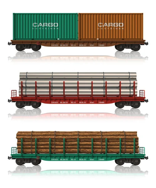 Conjunto Vagões Ferroviários Mercadorias — Fotografia de Stock