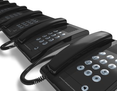 Row of black office phones clipart