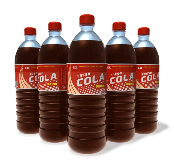 Set of cola drinks in plastic bottles — Stock Photo, Image