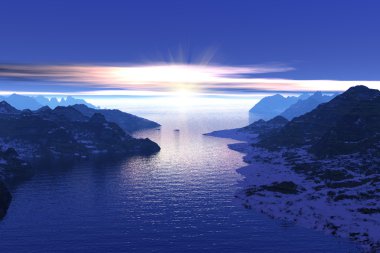 Morning in the fjords in Norway clipart