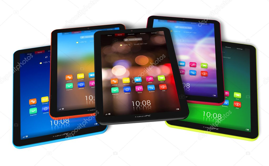 Set of color tablet computers