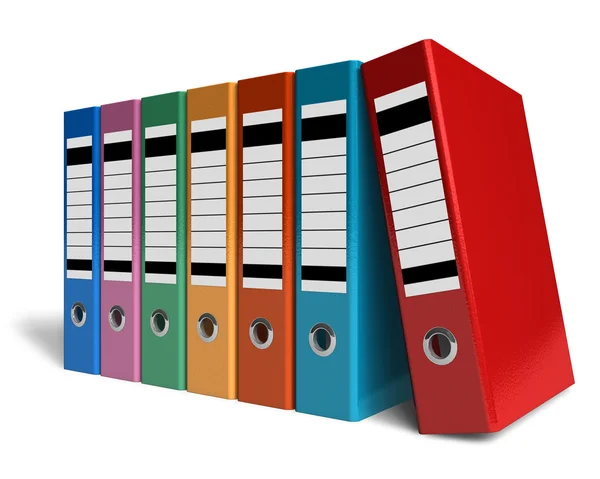 Ряд цветных офисных папок — стоковое фото