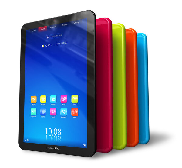Set of color tablet computers