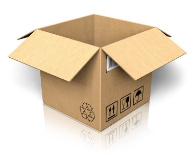 Empty opened cardboard box clipart