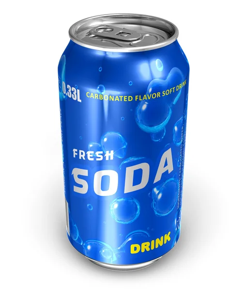 Refreshing soda drink in metal can — Stock Photo, Image