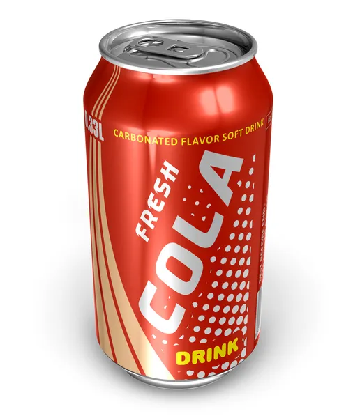Bevanda di cola in lattina di metallo — Foto Stock