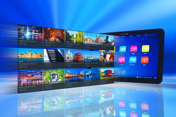 Streaming media op tablet pc — Stockfoto