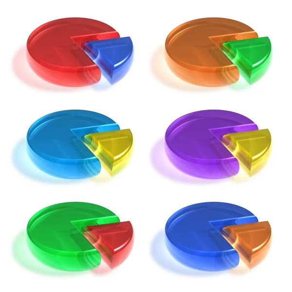 Set di grafici a torta di cristallo a colori — Foto Stock