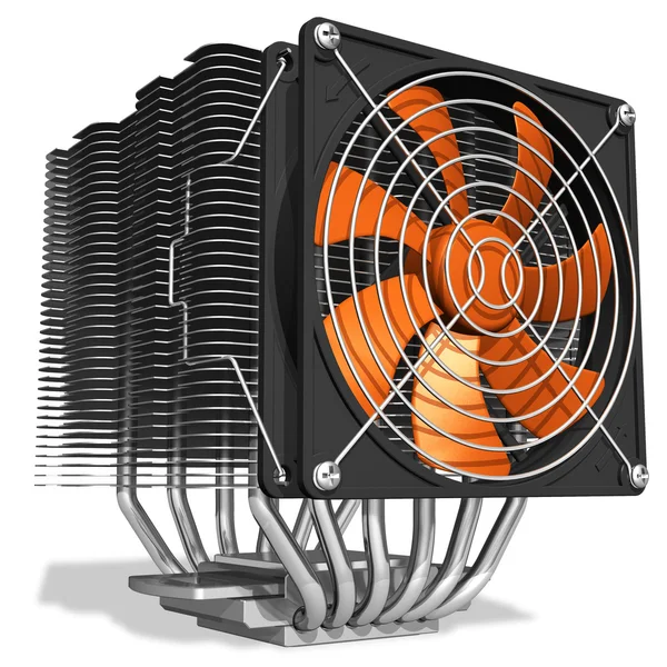 Leistungsstarker CPU-Kühler mit Heatpipes — Stockfoto