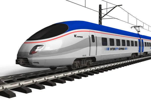 Train à grande vitesse moderne isolé sur blanc — Photo