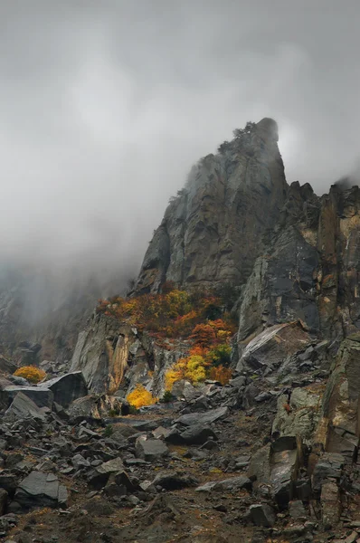 Туман осенние горы — стоковое фото