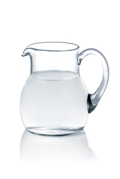 Glass Jug Fresh Water White Background — Stock Photo, Image