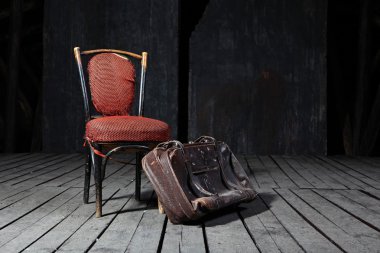 Old chair and suitcase clipart
