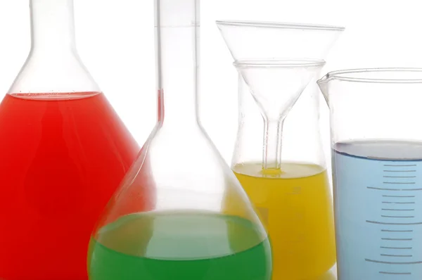 Různé Barvy Chemické Odpovídá Bílém Pozadí — Stock fotografie